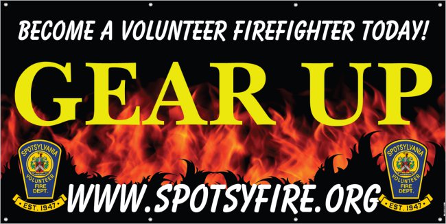 May be an image of fire and text that says 'ECOME A VOLUNTEER FIREFIGHTER TODAY! GEAR ARUP UP SPOTSYLYANA SPOTSYLYANA VOLUNTEER VOLITEER FIRE PLUNTEE WWW. WWW.SPOT V.SPOTSYFIRE.ORG ORG FIRE DEPT DEPT. TOESTPREADEI'